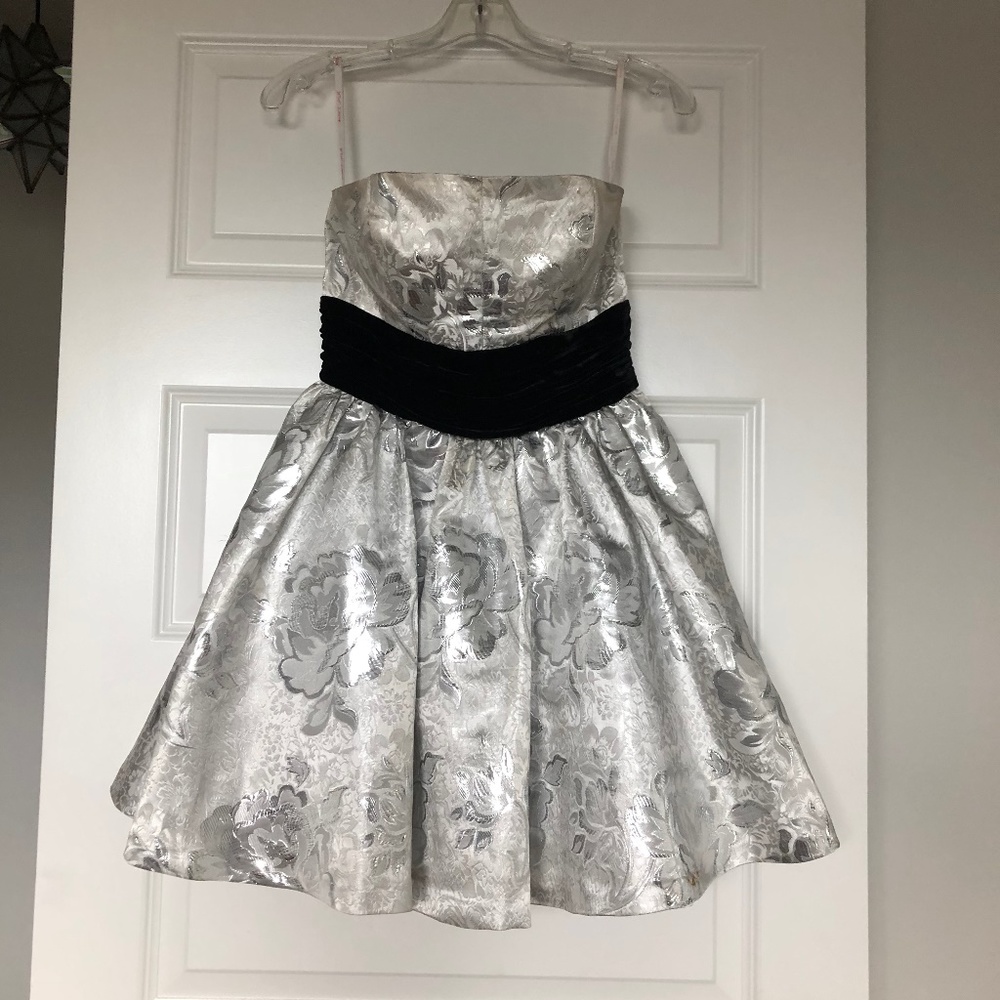 Betsey Johnson Silver & Black Velvet Dress Size 4